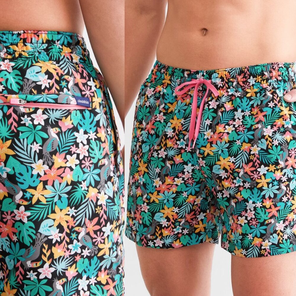 Chubbies The Bloomerangs Swim Trunks XL Black Floral